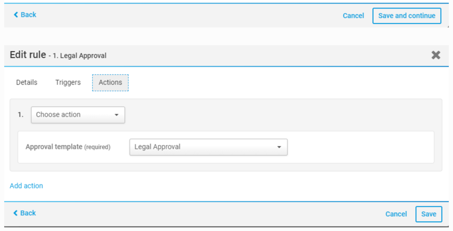 Screenshot of the Actions tab for Rule 1.