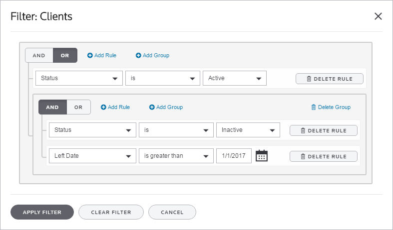 Filter Data Example