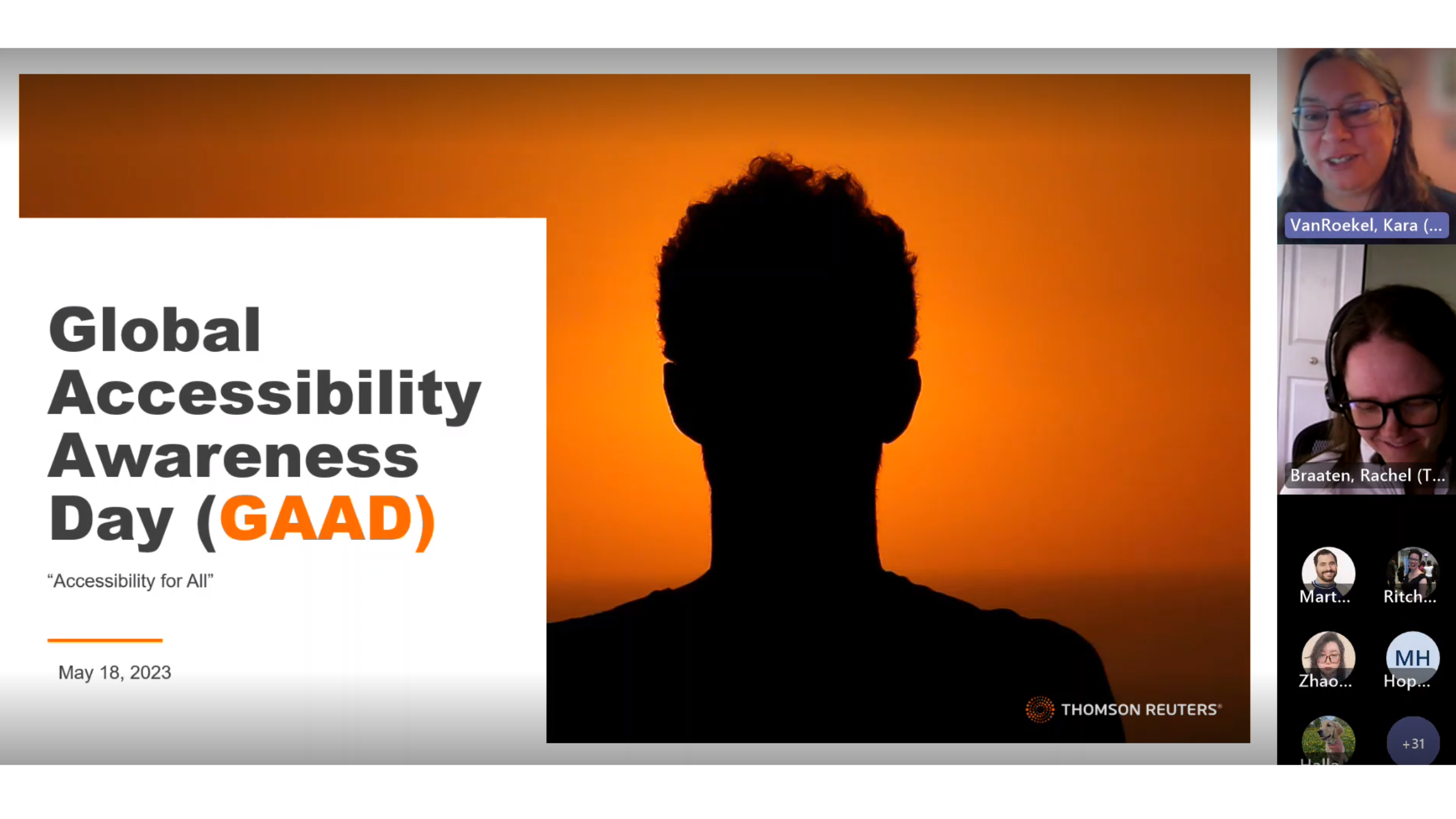 Screenshot from a virtual session during Thomson Reuters Global Accessibility Awareness Day 2023