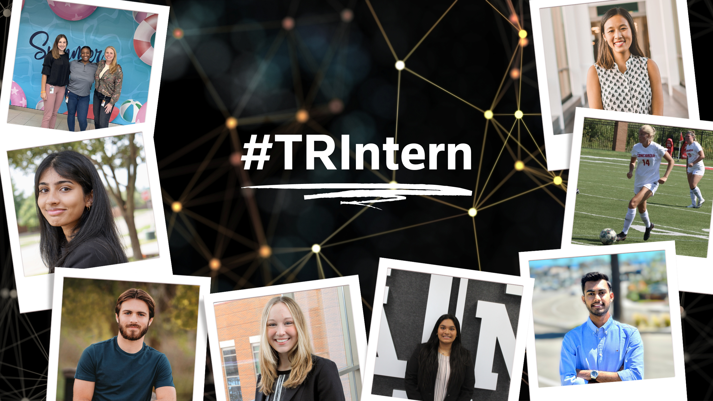 The hashtag 'TRIntern' with several photos of interns (ALT descriptions available within blog'