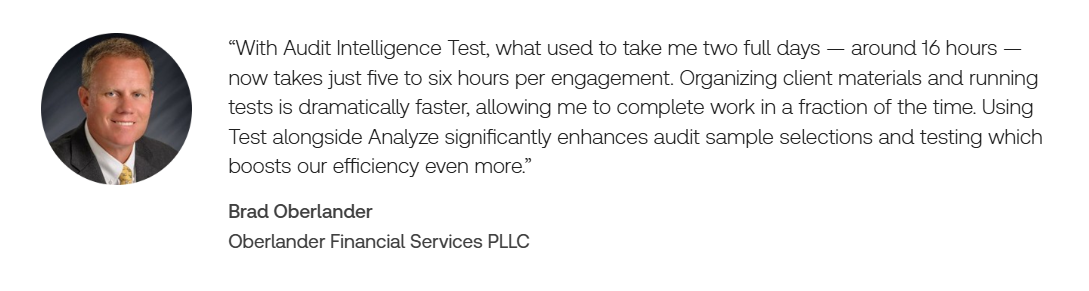 Audit Intelligence Test customer testimonial